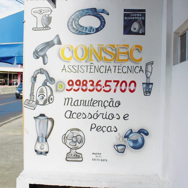 Muro pintado com o logo da Consec
